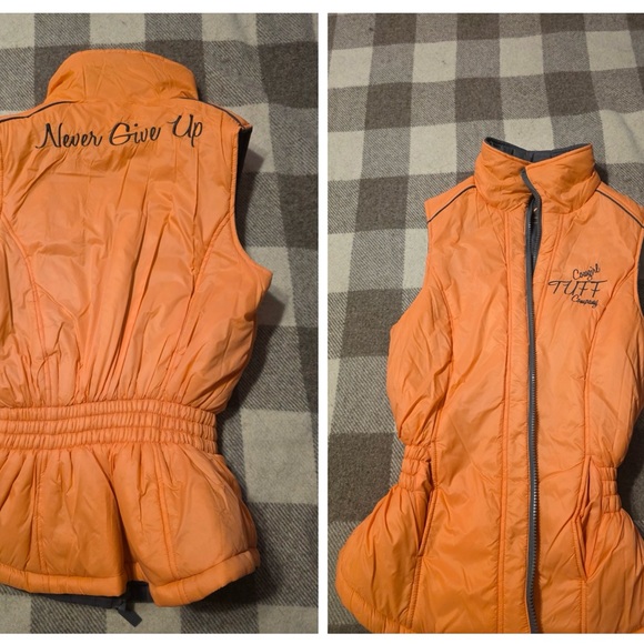 Cowgirl Tuff Jackets & Blazers - Cowgirl Tuff Orange/Grey Reversible Vest Size M